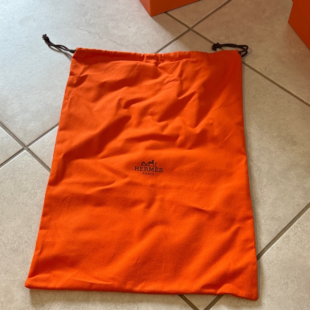 Hermes Vibrant Orange Drawstring Bag
